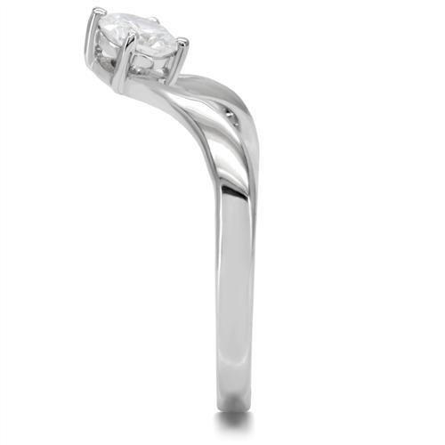 High polished (no plating) Stainless Steel Ring with AAA Grade CZ  in Clear