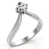 High polished (no plating) Stainless Steel Ring with AAA Grade CZ  in Clear