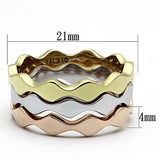 Three Tone (IP Gold & IP Rose Gold & High Polished) Stainless Steel Ring with No Stone