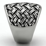 High polished (no plating) Stainless Steel Ring with Top Grade Crystal  in Clear