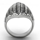 High polished (no plating) Stainless Steel Ring with Top Grade Crystal  in Clear
