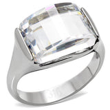 High polished (no plating) Stainless Steel Ring with AAA Grade CZ  in Clear