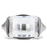 High polished (no plating) Stainless Steel Ring with AAA Grade CZ  in Clear