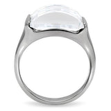 High polished (no plating) Stainless Steel Ring with AAA Grade CZ  in Clear