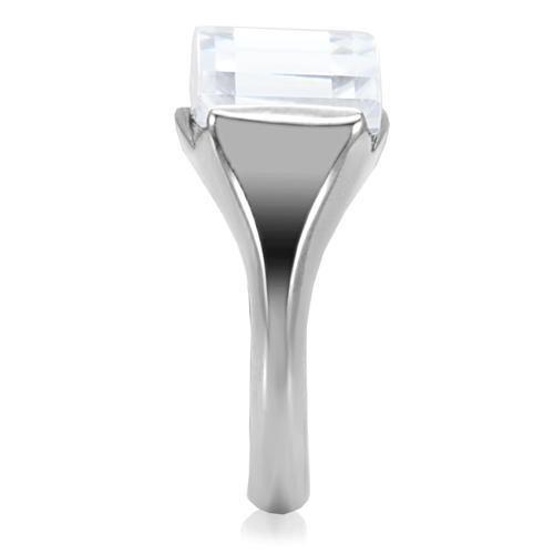 High polished (no plating) Stainless Steel Ring with AAA Grade CZ  in Clear