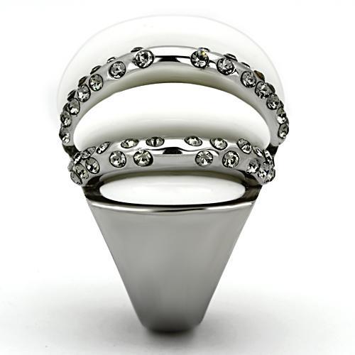 High polished (no plating) Stainless Steel Ring with Top Grade Crystal  in Black Diamond