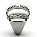 High polished (no plating) Stainless Steel Ring with Top Grade Crystal  in Black Diamond