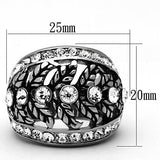 High polished (no plating) Stainless Steel Ring with Top Grade Crystal  in Clear