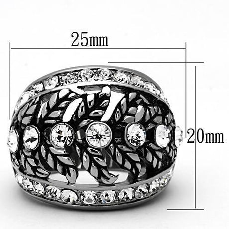 High polished (no plating) Stainless Steel Ring with Top Grade Crystal  in Clear
