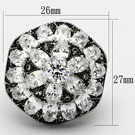 High polished (no plating) Stainless Steel Ring with AAA Grade CZ  in Clear