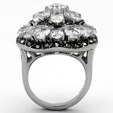 High polished (no plating) Stainless Steel Ring with AAA Grade CZ  in Clear