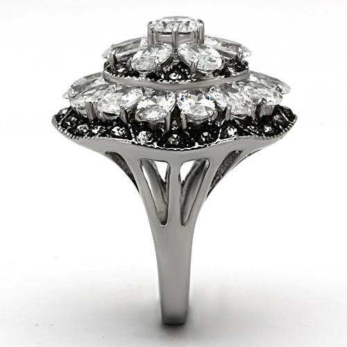 High polished (no plating) Stainless Steel Ring with AAA Grade CZ  in Clear