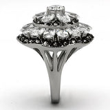 High polished (no plating) Stainless Steel Ring with AAA Grade CZ  in Clear
