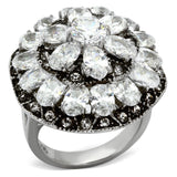 High polished (no plating) Stainless Steel Ring with AAA Grade CZ  in Clear