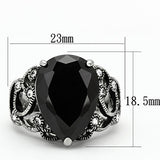 High polished (no plating) Stainless Steel Ring with AAA Grade CZ  in Jet