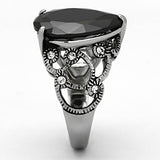High polished (no plating) Stainless Steel Ring with AAA Grade CZ  in Jet