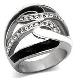 High polished (no plating) Stainless Steel Ring with Top Grade Crystal  in Clear