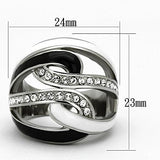 High polished (no plating) Stainless Steel Ring with Top Grade Crystal  in Clear