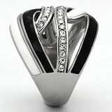 High polished (no plating) Stainless Steel Ring with Top Grade Crystal  in Clear