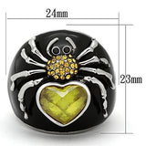 High polished (no plating) Stainless Steel Ring with AAA Grade CZ  in Topaz