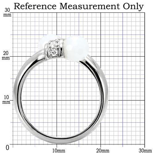 High polished (no plating) Stainless Steel Ring with Milky CZ  in White