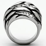 High polished (no plating) Stainless Steel Ring with Top Grade Crystal  in Clear