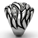 High polished (no plating) Stainless Steel Ring with Top Grade Crystal  in Clear