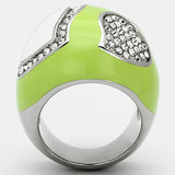 High polished (no plating) Stainless Steel Ring with Top Grade Crystal  in Clear
