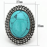High polished (no plating) Stainless Steel Ring with Semi-Precious Turquoise in Sea Blue