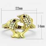 IP Gold(Ion Plating) Stainless Steel Ring with Top Grade Crystal  in Multi Color