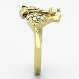 IP Gold(Ion Plating) Stainless Steel Ring with Top Grade Crystal  in Multi Color