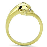 IP Gold(Ion Plating) Stainless Steel Ring with Top Grade Crystal  in Clear