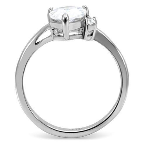 High polished (no plating) Stainless Steel Ring with AAA Grade CZ  in Clear