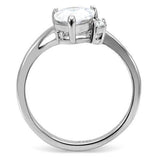 High polished (no plating) Stainless Steel Ring with AAA Grade CZ  in Clear