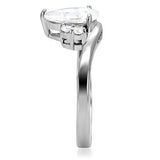High polished (no plating) Stainless Steel Ring with AAA Grade CZ  in Clear