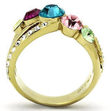 IP Gold(Ion Plating) Stainless Steel Ring with Top Grade Crystal  in Multi Color