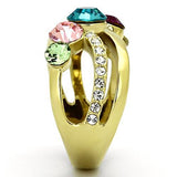 IP Gold(Ion Plating) Stainless Steel Ring with Top Grade Crystal  in Multi Color