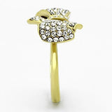 IP Gold(Ion Plating) Stainless Steel Ring with Top Grade Crystal  in Clear