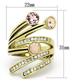 IP Gold(Ion Plating) Stainless Steel Ring with Top Grade Crystal  in Multi Color