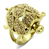 IP Gold(Ion Plating) Stainless Steel Ring with Top Grade Crystal  in Citrine Yellow