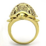 IP Gold(Ion Plating) Stainless Steel Ring with Top Grade Crystal  in Citrine Yellow
