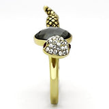 IP Gold(Ion Plating) Stainless Steel Ring with Synthetic Glass Bead in Black Diamond