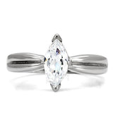 High polished (no plating) Stainless Steel Ring with AAA Grade CZ  in Clear