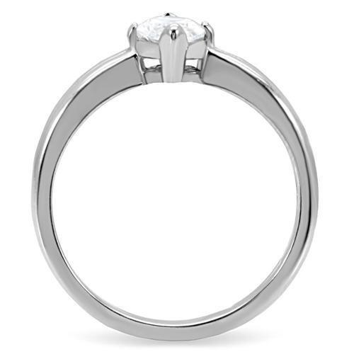 High polished (no plating) Stainless Steel Ring with AAA Grade CZ  in Clear