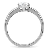 High polished (no plating) Stainless Steel Ring with AAA Grade CZ  in Clear