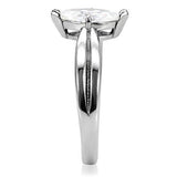 High polished (no plating) Stainless Steel Ring with AAA Grade CZ  in Clear