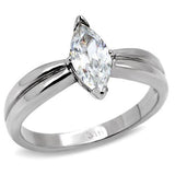 High polished (no plating) Stainless Steel Ring with AAA Grade CZ  in Clear