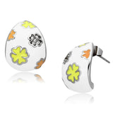 High polished (no plating) Stainless Steel Earrings with Top Grade Crystal  in Clear