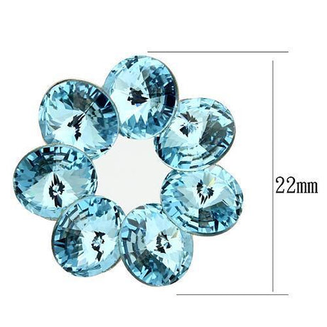 High polished (no plating) Stainless Steel Earrings with Top Grade Crystal  in Sea Blue