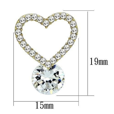 IP Gold(Ion Plating) Stainless Steel Earrings with AAA Grade CZ  in Clear